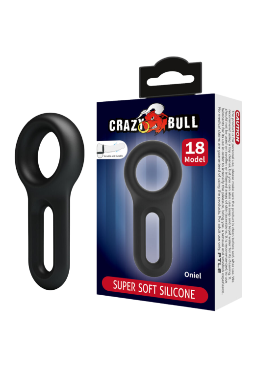 Διπλό δαχτυλίδι πέους από σιλικόνη σε μαύρο χρώμα, μήκους 9,5 εκ. και μέγιστης διαμέτρου 3,5 εκ. (πολύ ελαστικό)