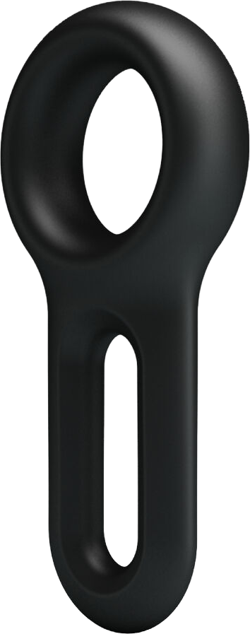 Διπλό δαχτυλίδι πέους από σιλικόνη σε μαύρο χρώμα, μήκους 9,5 εκ. και μέγιστης διαμέτρου 3,5 εκ. (πολύ ελαστικό)