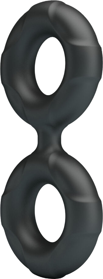 Διπλό δαχτυλίδι πέους από σιλικόνη σε μαύρο χρώμα, μήκους 10 εκ. και μέγιστης διαμέτρου 2,1 εκ. (πολύ ελαστικό)