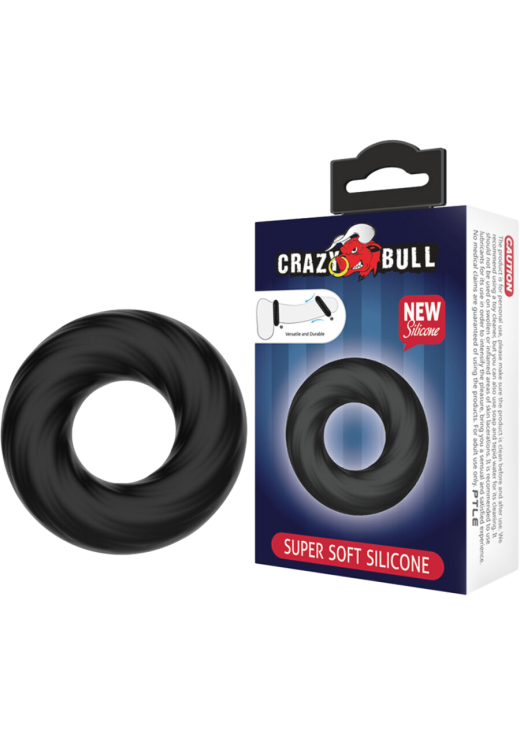 Δαχτυλίδι πέους από σιλικόνη σε μαύρο χρώμα, μήκους 5 εκ. και μέγιστης διαμέτρου 1.9 εκ. (πολύ ελαστικό)