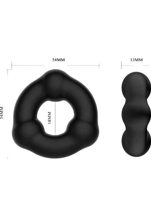 Δαχτυλίδι πέους από σιλικόνη σε μαύρο χρώμα, μήκους 5,4 εκ. και μέγιστης διαμέτρου 1,8 εκ.