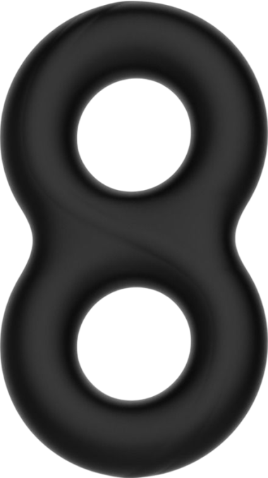 Διπλό δαχτυλίδι πέους από σιλικόνη σε μαύρο χρώμα, μέγιστης διαμέτρου 1,9 εκ.