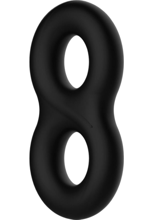 Διπλό δαχτυλίδι πέους από σιλικόνη σε μαύρο χρώμα, μέγιστης διαμέτρου 1,9 εκ.