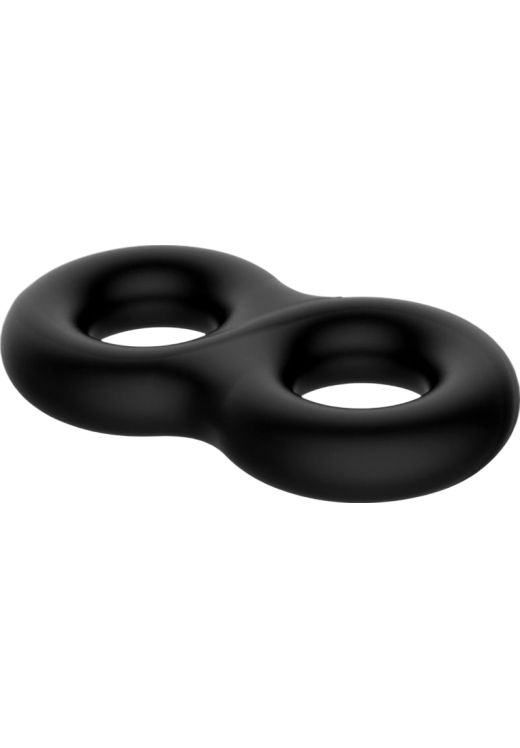 Διπλό δαχτυλίδι πέους από σιλικόνη σε μαύρο χρώμα, μέγιστης διαμέτρου 1,9 εκ.