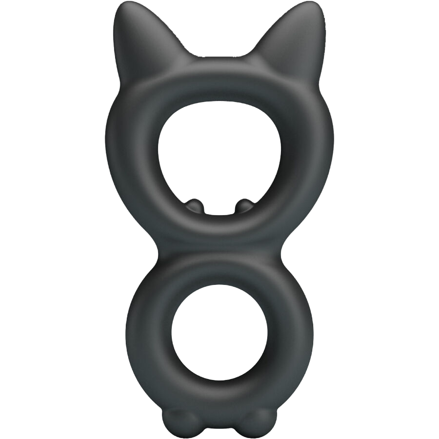 Διπλό δαχτυλίδι πέους από σιλικόνη σε μαύρο χρώμα, μέγιστης διαμέτρου 2 εκ.  (πολύ ελαστικό)