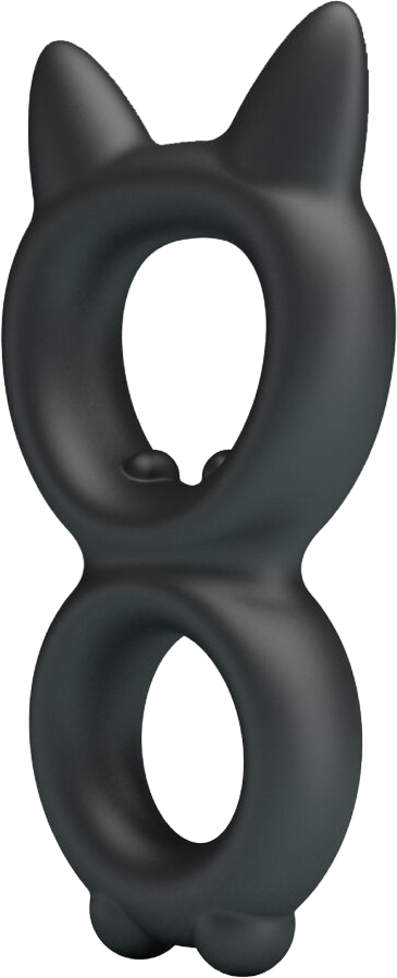 Διπλό δαχτυλίδι πέους από σιλικόνη σε μαύρο χρώμα, μέγιστης διαμέτρου 2 εκ.  (πολύ ελαστικό)