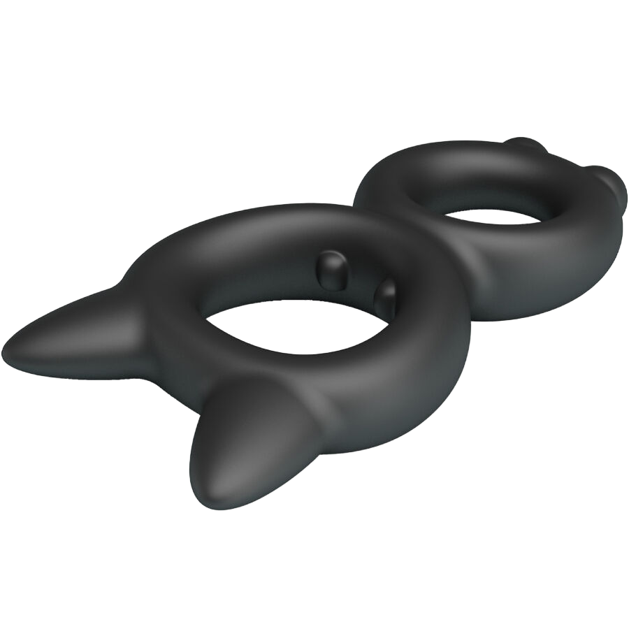 Διπλό δαχτυλίδι πέους από σιλικόνη σε μαύρο χρώμα, μέγιστης διαμέτρου 2 εκ.  (πολύ ελαστικό)
