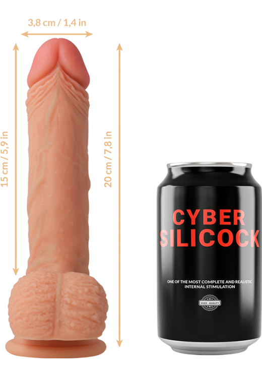 Ομοίωμα πέους από σιλικόνη σε φυσικό χρώμα, μήκους 20 εκ. και μέγιστης διαμέτρου 3,8 εκ.