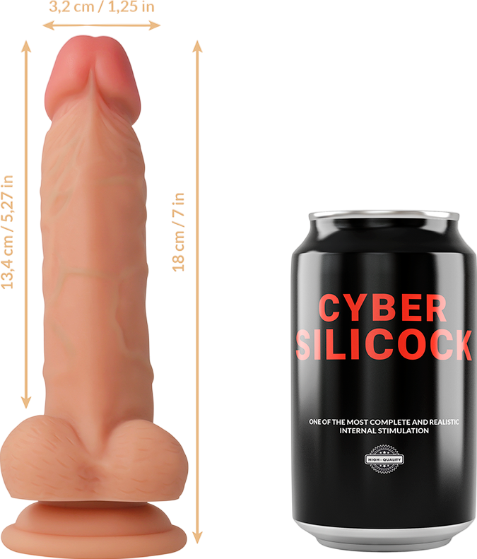 Ομοίωμα πέους από σιλικόνη σε φυσικό χρώμα, μήκους 18 εκ. και μέγιστης διαμέτρου 3,2 εκ.