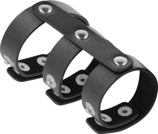 Διπλό δαχτυλίδι πέους από δερματίνη σε μαύρο χρώμα