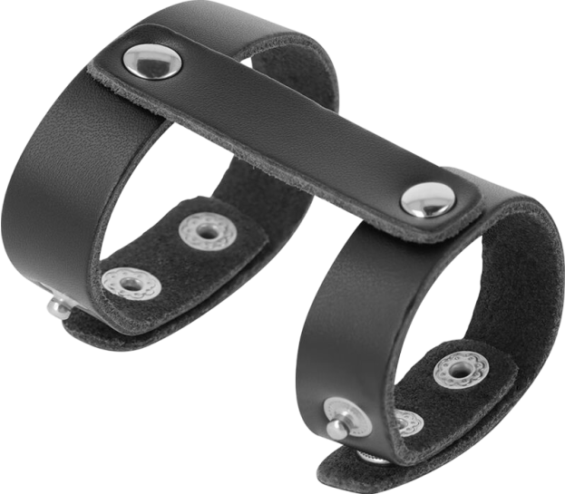 Διπλό δαχτυλίδι πέους από δερματίνη σε μαύρο χρώμα