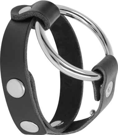 Διπλό δαχτυλίδι πέους από δερματίνη σε μαύρο χρώμα