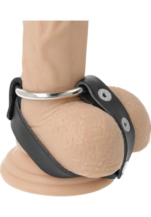 Διπλό δαχτυλίδι πέους από δερματίνη σε μαύρο χρώμα