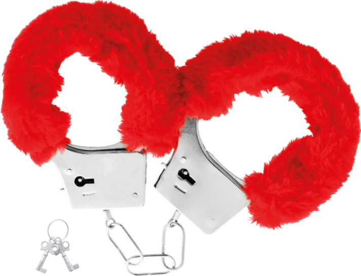 Μεταλλικές χειροπέδες σε κόκκινο χρώμα