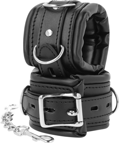 Χειροπέδες από δερματίνη σε μαύρο χρώμα, μήκους 20 εκ.