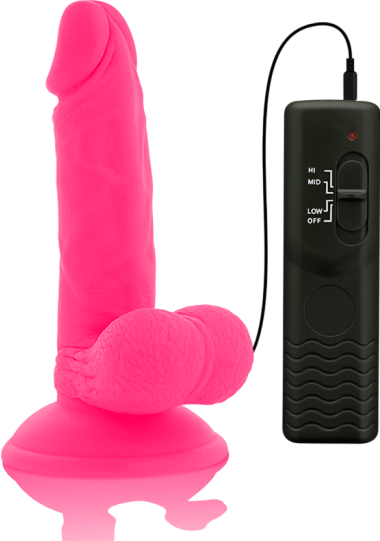 Ρεαλιστικός δονητής από tpe σε ροζ χρώμα, μήκους 17 εκ. και μέγιστης διαμέτρου 3,3 εκ. με ενσύρματο κοντρόλ