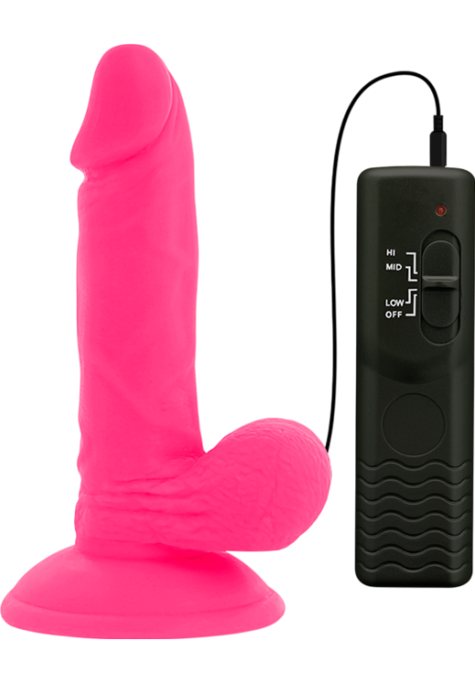 Ρεαλιστικός δονητής από tpe σε ροζ χρώμα, μήκους 17 εκ. και μέγιστης διαμέτρου 3,3 εκ. με ενσύρματο κοντρόλ