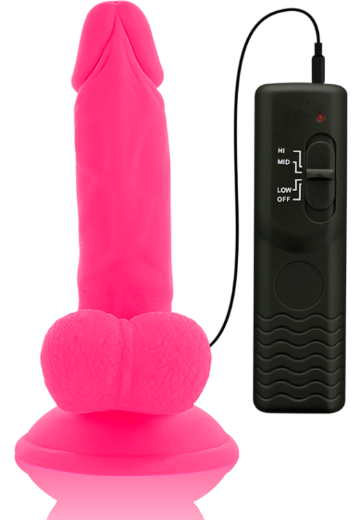 Ρεαλιστικός δονητής από tpe σε ροζ χρώμα, μήκους 17 εκ. και μέγιστης διαμέτρου 3,3 εκ. με ενσύρματο κοντρόλ