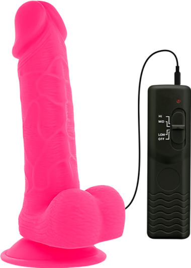 Ρεαλιστικός δονητής από tpe σε ροζ χρώμα, μήκους 20,5 εκ. και μέγιστης διαμέτρου 4,2 εκ. με ενσύρματο κοντρόλ