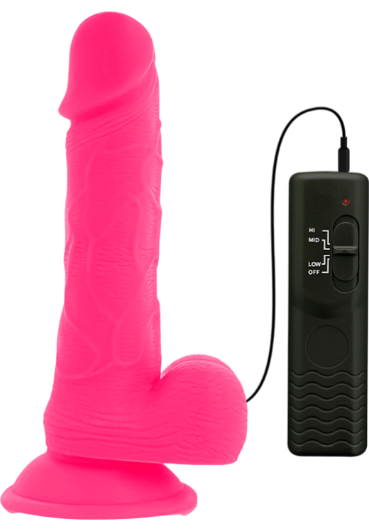 Ρεαλιστικός δονητής από tpe σε ροζ χρώμα, μήκους 20,5 εκ. και μέγιστης διαμέτρου 4,2 εκ. με ενσύρματο κοντρόλ