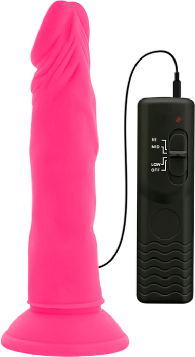 Ρεαλιστικός δονητής από tpe σε ροζ χρώμα, μήκους 23 εκ. και μέγιστης διαμέτρου 4,3 εκ. με ενσύρματο κοντρόλ