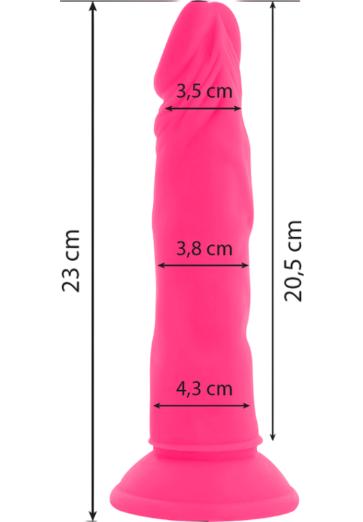 Ρεαλιστικός δονητής από tpe σε ροζ χρώμα, μήκους 23 εκ. και μέγιστης διαμέτρου 4,3 εκ. με ενσύρματο κοντρόλ