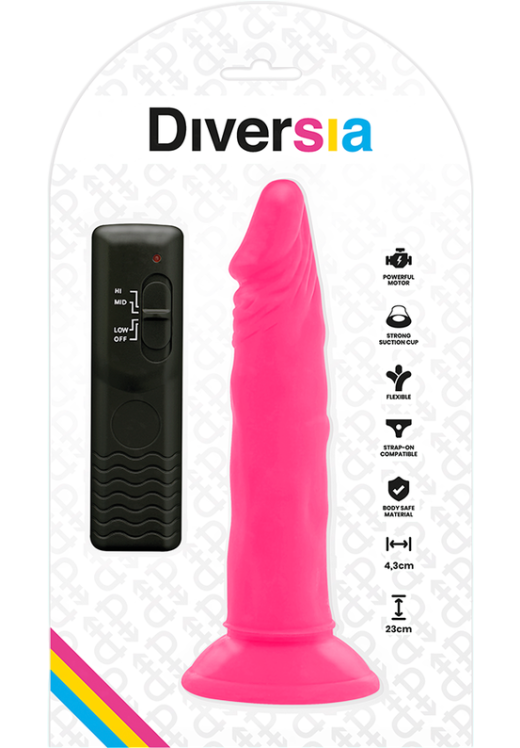 Ρεαλιστικός δονητής από tpe σε ροζ χρώμα, μήκους 23 εκ. και μέγιστης διαμέτρου 4,3 εκ. με ενσύρματο κοντρόλ