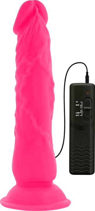 Ρεαλιστικός δονητής από tpe σε ροζ χρώμα, μήκους 21 εκ. και μέγιστης διαμέτρου 4,9 εκ. με ενσύρματο κοντρόλ