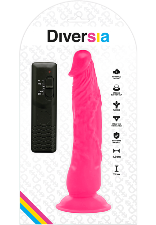 Ρεαλιστικός δονητής από tpe σε ροζ χρώμα, μήκους 21 εκ. και μέγιστης διαμέτρου 4,9 εκ. με ενσύρματο κοντρόλ