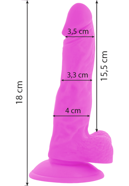 Ρεαλιστικός δονητής από tpe σε μοβ χρώμα, μήκους 18 εκ. και μέγιστης διαμέτρου 4 εκ. με ενσύρματο κοντρόλ