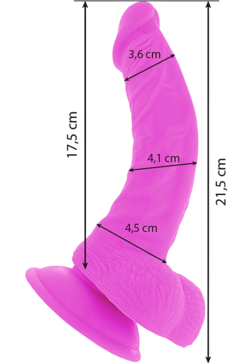 Ρεαλιστικός δονητής από tpe σε μοβ χρώμα, μήκους 21,5 εκ. και μέγιστης διαμέτρου 4,5 εκ. με ενσύρματο κοντρόλ