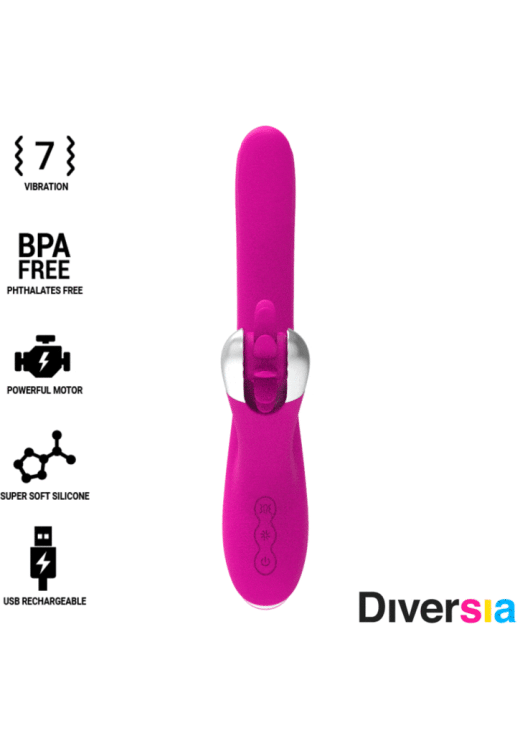 Rabbit δονητής από σιλικόνη σε φούξια χρώμα, μήκους 24 εκ. και μέγιστης διαμέτρου 3,5 εκ.