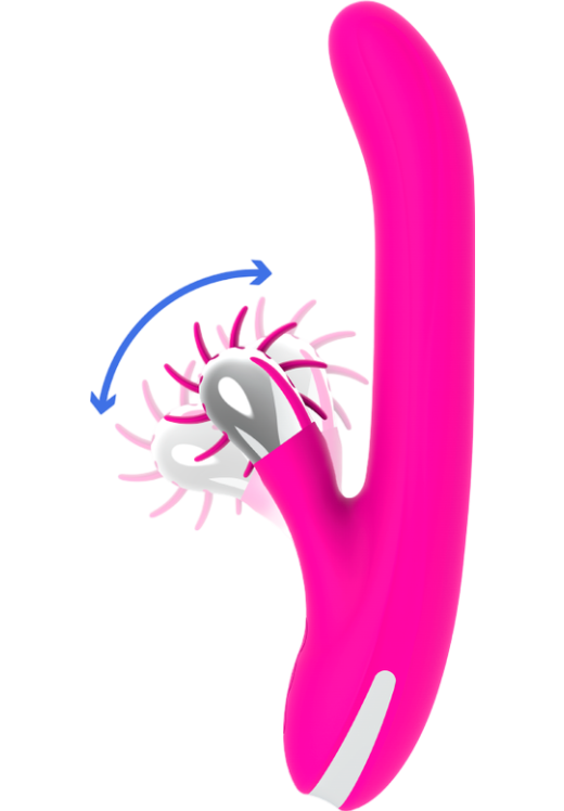 Rabbit δονητής από σιλικόνη σε φούξια χρώμα, μήκους 24 εκ. και μέγιστης διαμέτρου 3,5 εκ.