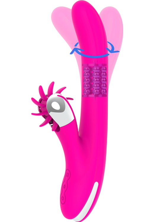 Rabbit δονητής από σιλικόνη σε φούξια χρώμα, μήκους 24 εκ. και μέγιστης διαμέτρου 3,5 εκ.