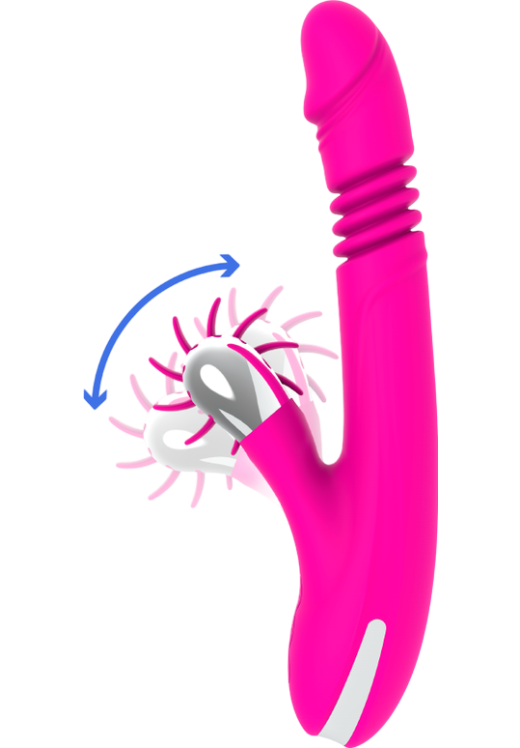 Rabbit δονητής από σιλικόνη σε φούξια χρώμα, μήκους 24 εκ. και μέγιστης διαμέτρου 3,5 εκ.