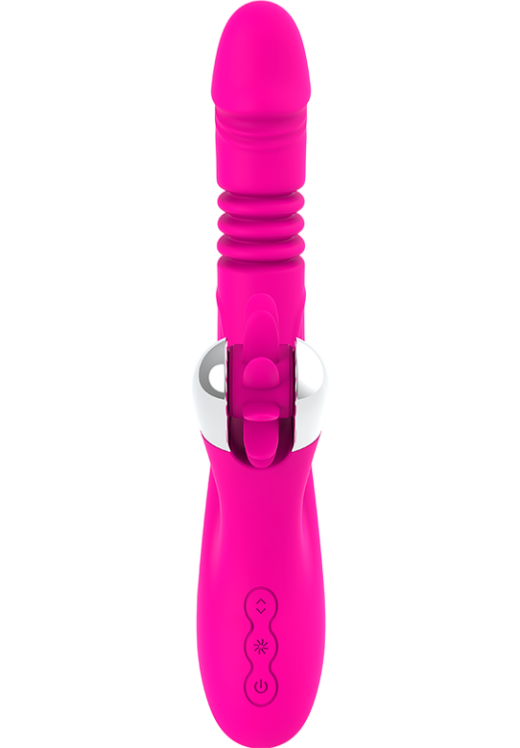 Rabbit δονητής από σιλικόνη σε φούξια χρώμα, μήκους 24 εκ. και μέγιστης διαμέτρου 3,5 εκ.