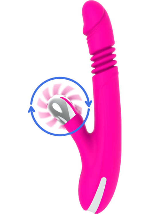 Rabbit δονητής από σιλικόνη σε φούξια χρώμα, μήκους 24 εκ. και μέγιστης διαμέτρου 3,5 εκ.