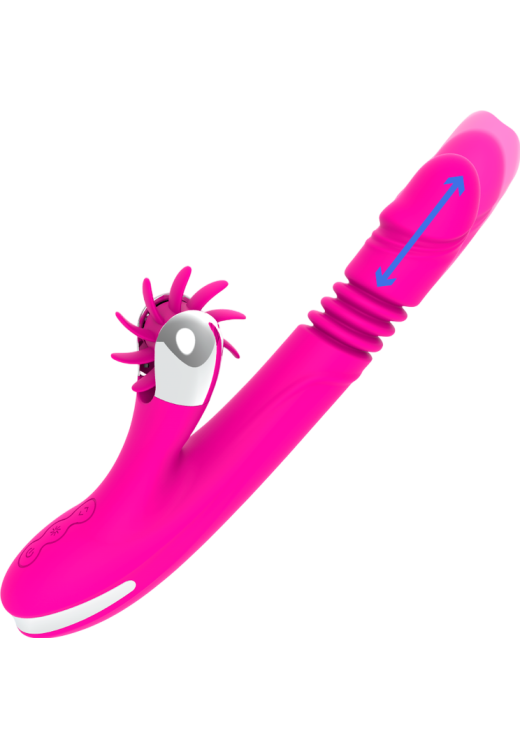 Rabbit δονητής από σιλικόνη σε φούξια χρώμα, μήκους 24 εκ. και μέγιστης διαμέτρου 3,5 εκ.