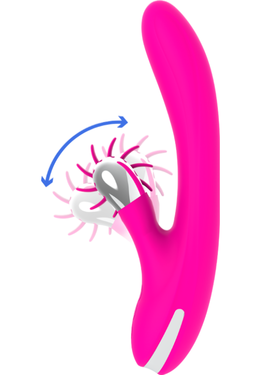 Rabbit δονητής από σιλικόνη σε φούξια χρώμα, μήκους 24 εκ. και μέγιστης διαμέτρου 3,5 εκ.