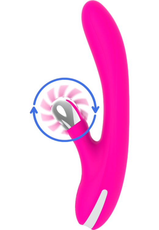 Rabbit δονητής από σιλικόνη σε φούξια χρώμα, μήκους 24 εκ. και μέγιστης διαμέτρου 3,5 εκ.