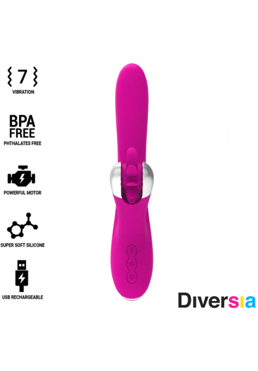 Rabbit δονητής από σιλικόνη σε φούξια χρώμα, μήκους 24 εκ. και μέγιστης διαμέτρου 3,5 εκ.