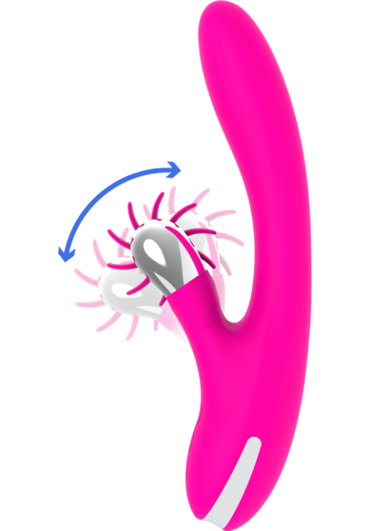 Rabbit δονητής από σιλικόνη σε φούξια χρώμα, μήκους 24 εκ. και μέγιστης διαμέτρου 3,5 εκ.