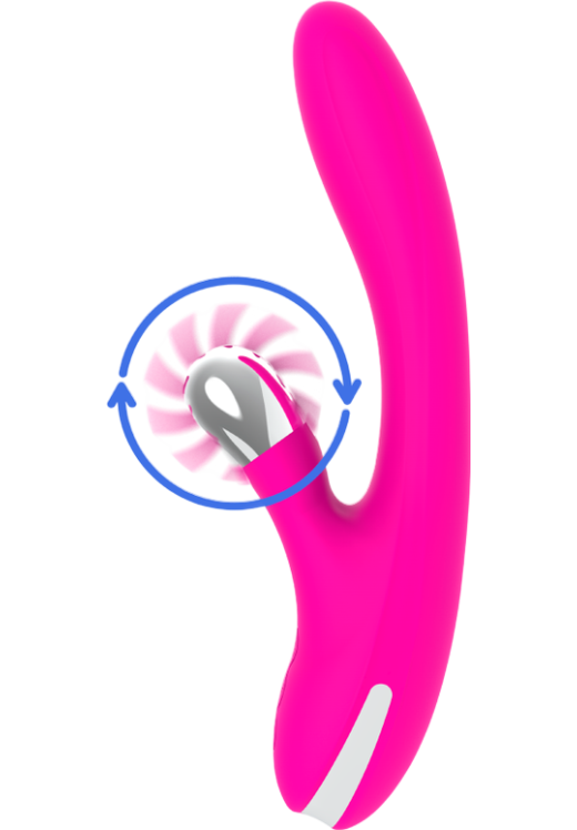 Rabbit δονητής από σιλικόνη σε φούξια χρώμα, μήκους 24 εκ. και μέγιστης διαμέτρου 3,5 εκ.