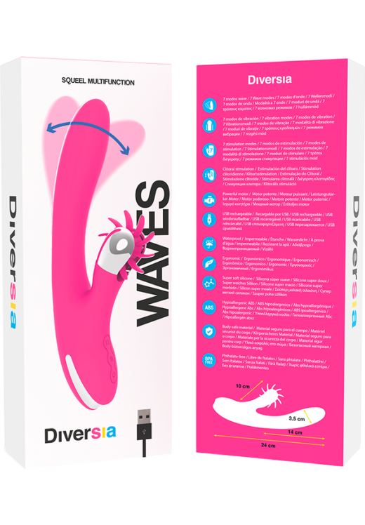 Rabbit δονητής από σιλικόνη σε φούξια χρώμα, μήκους 24 εκ. και μέγιστης διαμέτρου 3,5 εκ.