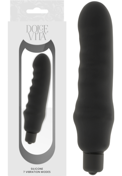 Ρεαλιστικός δονητής από σιλικόνη σε μαύρο χρώμα, μήκους 15 εκ. και μέγιστης διαμέτρου 3,7 εκ.