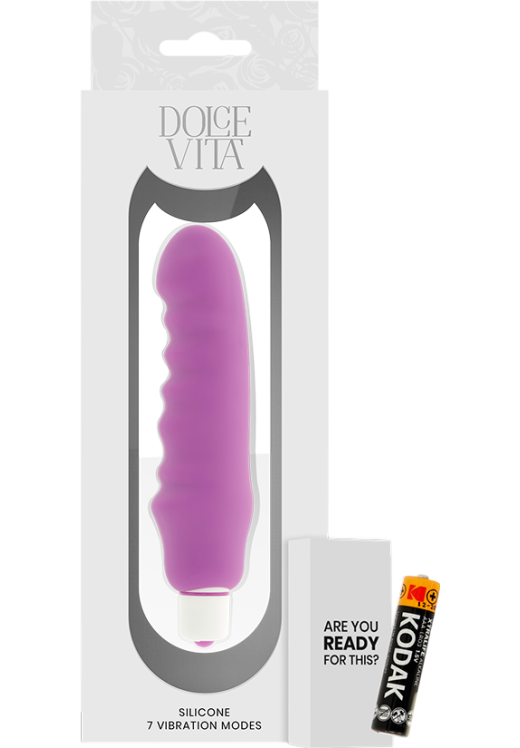 Ρεαλιστικός δονητής από σιλικόνη σε μοβ χρώμα, μήκους 15 εκ. και μέγιστης διαμέτρου 3,7 εκ.