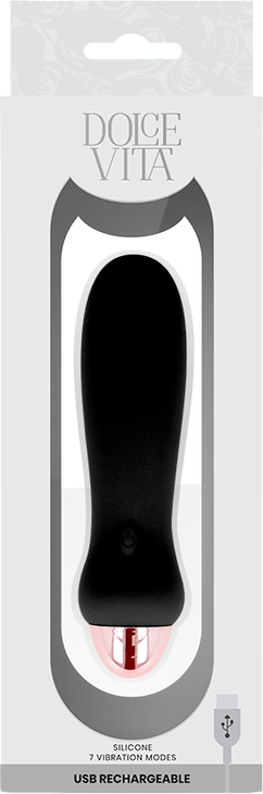 Κλασσικός δονητής από σιλικόνη σε μαύρο χρώμα, μήκους 12,4 εκ. και μέγιστης διαμέτρου 2,8 εκ.