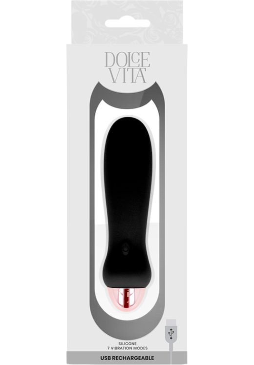 Κλασσικός δονητής από σιλικόνη σε μαύρο χρώμα, μήκους 12,4 εκ. και μέγιστης διαμέτρου 2,8 εκ.