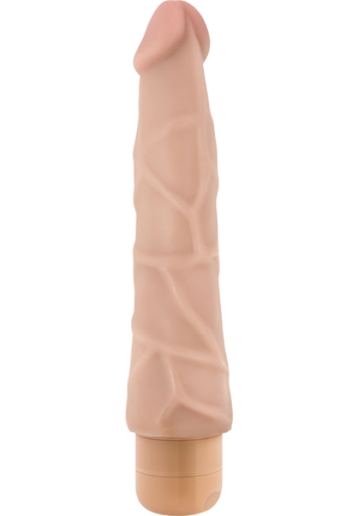 Ρεαλιστικός δονητής από pvc σε φυσικό χρώμα, μήκους 22,8 εκ. και μέγιστης διαμέτρου 4,6 εκ.