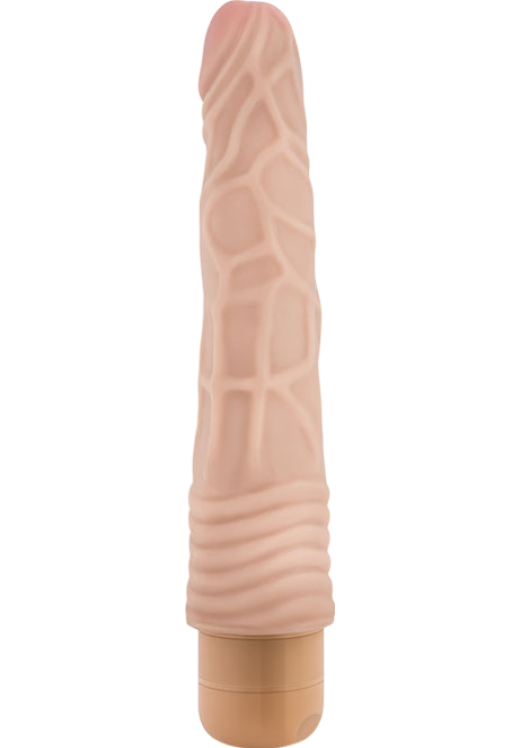 Ρεαλιστικός δονητής από pvc σε φυσικό χρώμα, μήκους 22,8 εκ. και μέγιστης διαμέτρου 4,4 εκ.